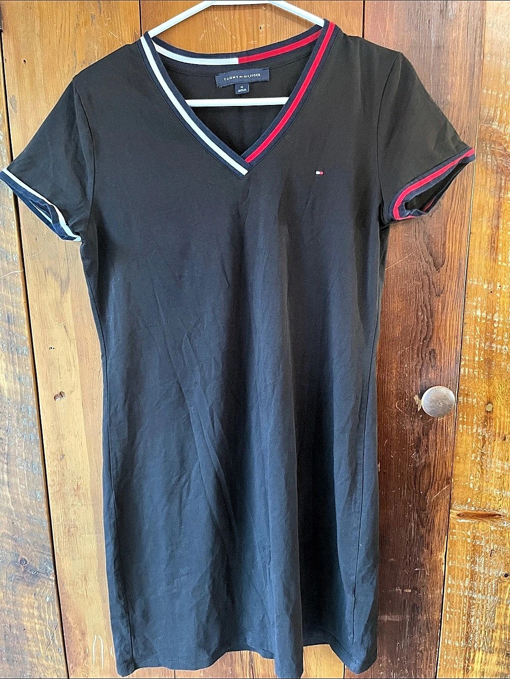 Tommy Hilfiger V-Neck Short-Sleeve Logo T-Shirt Dress Logo T-Shirt Dress Black &